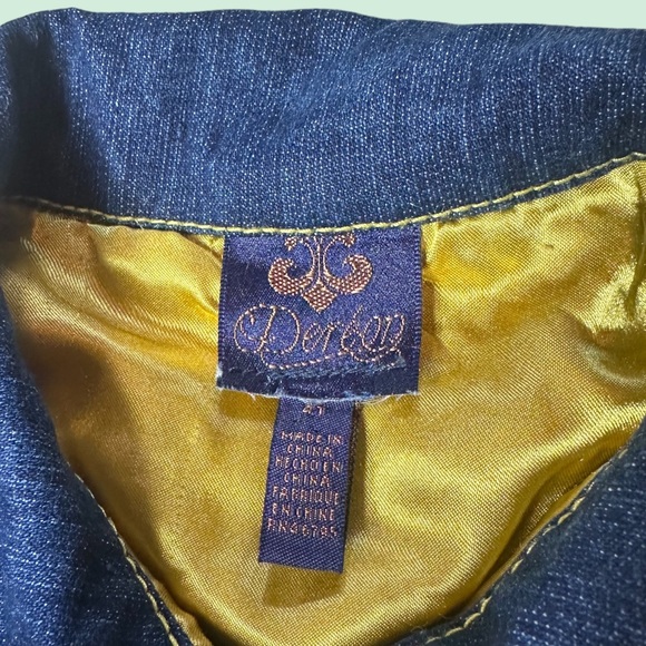 Toddler Girl House Of Dereon Dark Denim Button Front Blazer Jacket Gold Size 4T - Picture 9 of 9